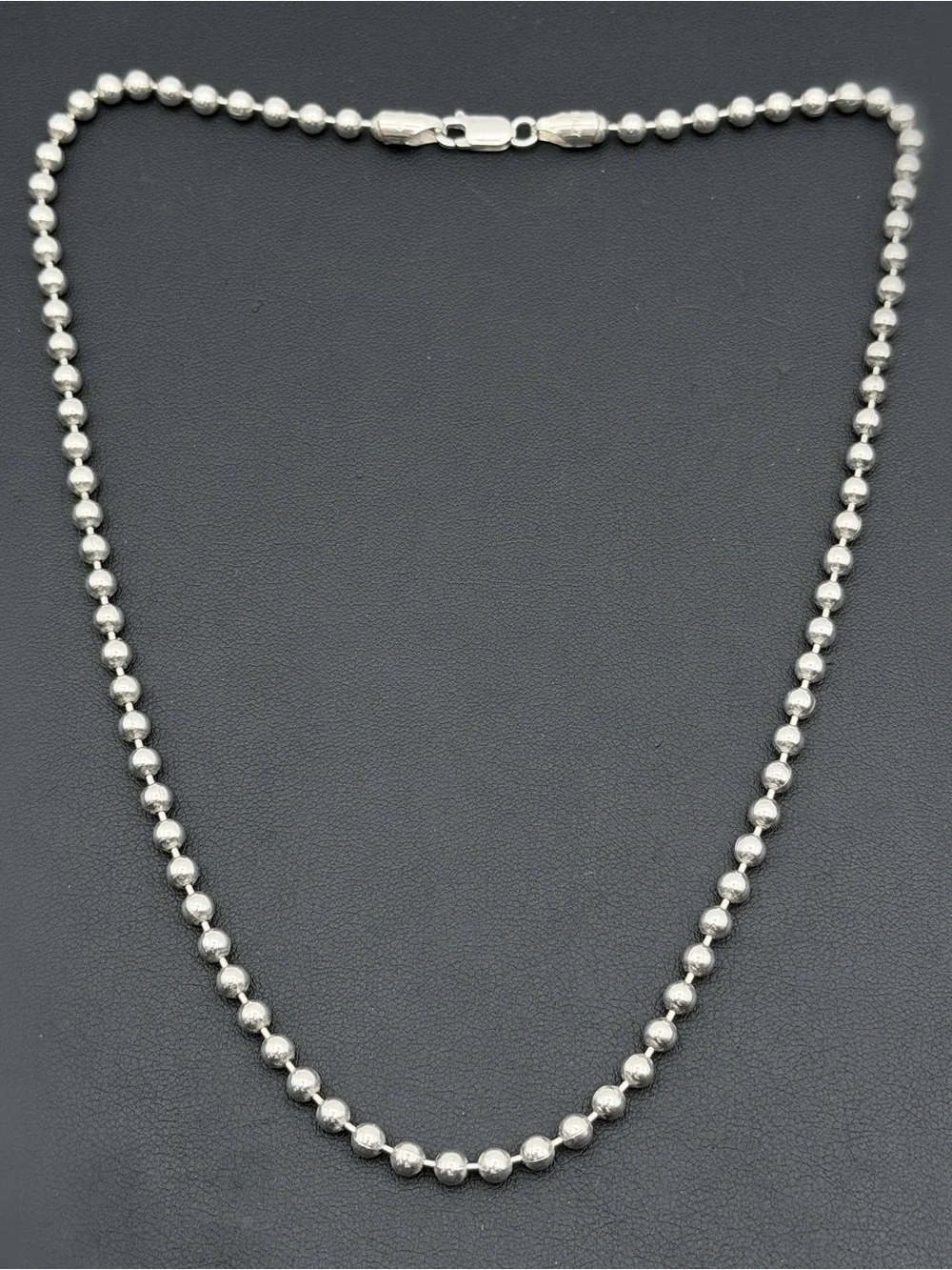Italy 925 Sterling Silver Ball Link Round Bead Chain Necklace 18.5” 4mm